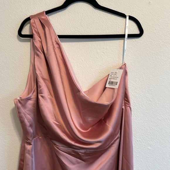 Women's Lovely Sheared One Shoulder Satin Trumpet Dress - Desert Rose Pink SZ 24 - Picture 2 of 8